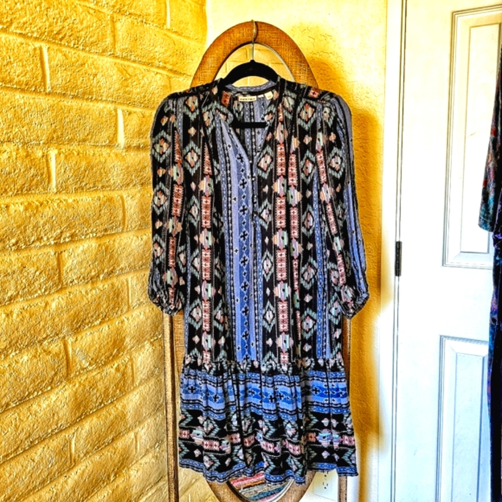 Holding Horses - beautiful bohemian blue print dress size xs
